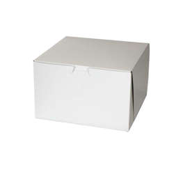 Picture of BoxIT 8 x 8 x 5 Inch Clay-Coated Paper Bakery Boxes  White on Kraft  Lock-Corner  100 Ct Package  1/Case