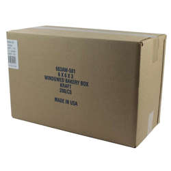 Picture of BoxIT 6 x 6 x 3 Inch Clay-Coated Paper Window Bakery Boxes  Kraft on Kraft  200 Ct Package  1/Case