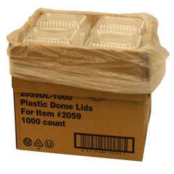 Picture of HFA Plastic Dome Lids, Clear, Oriented Polystyrene, for 1 Pound Oblong Foil Containers, 1000 Ct Bag, 1/Case