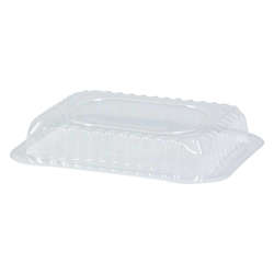 Picture of HFA Plastic Dome Lids, Clear, Oriented Polystyrene, for 1 Pound Oblong Foil Containers, 1000 Ct Bag, 1/Case