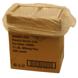 Picture of HFA Plastic Dome Lids, Clear, Oriented Polystyrene, for 1.5 Pound Oblong Foil Containers, 500/Case