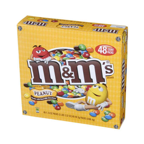 Picture of M&M's Milk Chocolate-Coated Candy, with Peanuts, 48 Ct Box, 8/Case