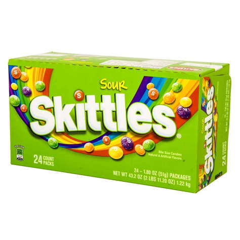 Picture of Skittles Bite Size Sour Candy, 24 Ct Carton, 12/Case