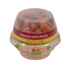 Picture of Sabra Garlic Hummus  with Pretzel Crisps  Single-Serve  4.56 Oz Each  12/Case