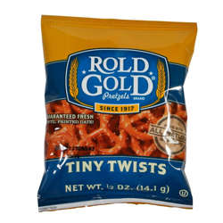 Picture of Rold Gold Reduced-Fat Baked Pretzels  Tiny  Twists  Single-Serve  0.5 Oz Package  120/Case