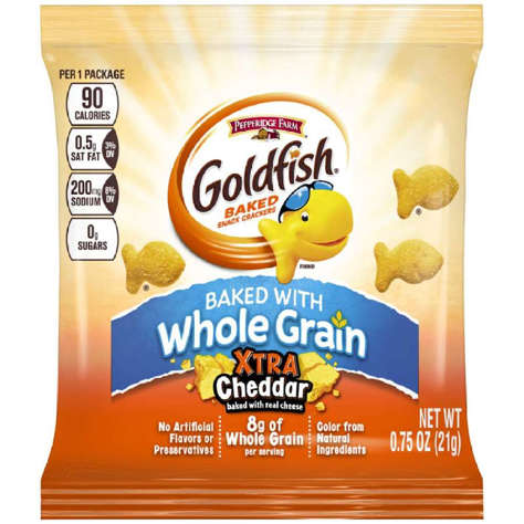 Picture of Pepperidge Farm Whole Grain Extra Cheddar Goldfish Crackers  Single-Serve  0.75 Oz Bag  300/Case