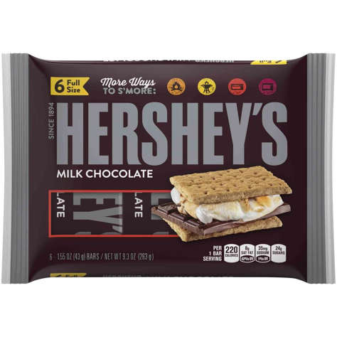 Picture of Hershey's Milk Chocolate Candy Bar, 6 Ct Package, 24/Case