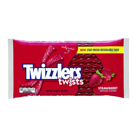 Picture of Twizzlers Strawberry Twists Resealable Bag Licorice, 16 Oz Package, 24/Case