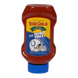 Picture of Red Gold Ketchup  Upside Down Squeeze Bottles  Indianapolis Colts Branded  20 Oz Bottle  16/Case
