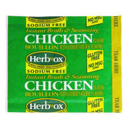 Picture of Herb-Ox Chicken Bouillon, Sodium-Free, Shelf-Stable, Packet, 50 Ct Box, 6/Case