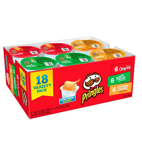 Picture of Pringles Assorted Flavors Single-Serve Pringles Chips, 18 Ct Tray, 4/Case
