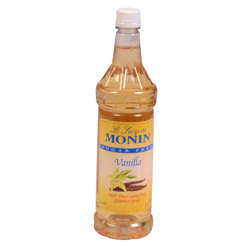 Picture of Monin Sugar-Free Vanilla Beverage Syrup  Plastic  1 Ltr  4/Case