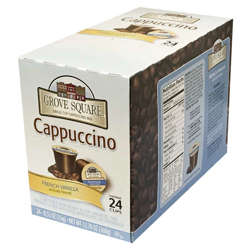 Picture of Grove Square French Vanilla Single-Serve Cappuccino Mix  Cups  Compatible with Keurig Brewer  24 Ct Box  4/Case