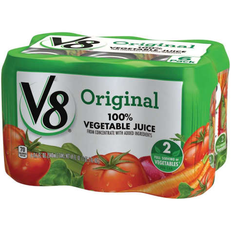 Picture of V8 100% Vegetable Juice  Shelf-Stable  Single-Serve  11.5 Fluid Ounce  6 Ct Package  4/Case