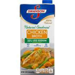 Picture of Swanson 33% Less Sodium 100% Natural Chicken Broth, 32 Fl Oz Carton, 12/Case