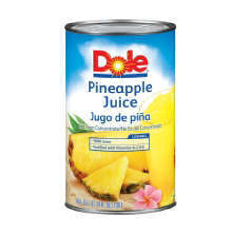 Picture of Dole 100% Pineapple Juice  Shelf-Stable  Can  46 Fl Oz Can  12/Case