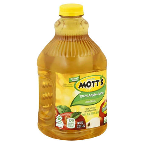 Picture of Motts Apple Juice, Shelf-Stable, 64 Fl Oz Bottle, 8/Case