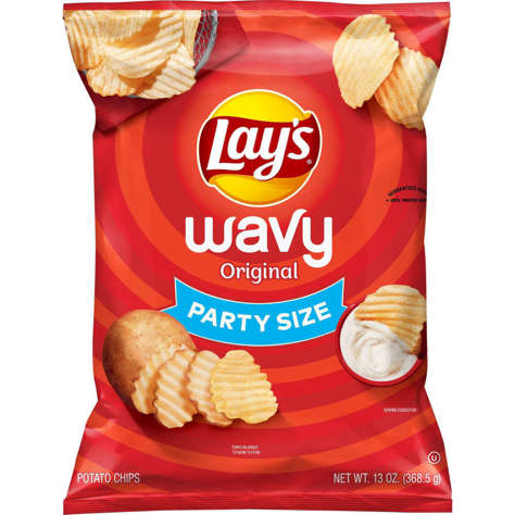 Picture of Lays Wavy Party Size Potato Chips, 13 Oz Bag, 1/Bag