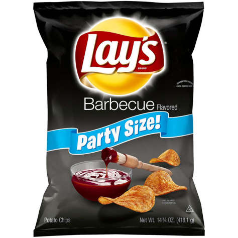 Picture of Lays BBQ Flavored Party Size Potato Chips, 14.75 Oz Bag, 1/Bag