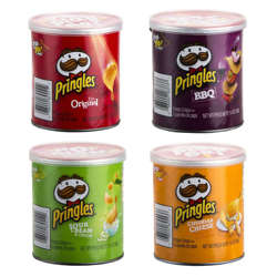 Picture of Pringles Assorted Potato Chips, Single-Serve, 1.41 Oz Can, 60/Case