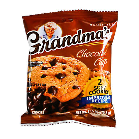 Picture of Grandmas Soft Chocolate Chip Cookies, Shelf-Stable, Individually Wrapped, 2 Ct Bag, 60/Case