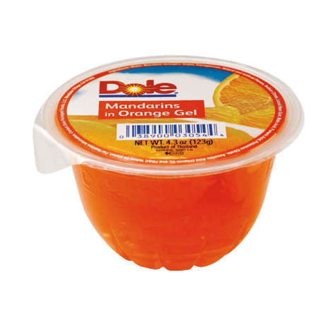 Picture of Dole Whole Mandarin Orange Segments, in Gelatin, Plastic Cup, 4.3 Oz Each, 36/Case