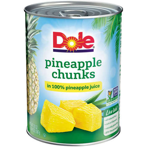 Picture of Dole Chunked Pineapple in Juice, Fancy, 20 Oz Can, 12/Case