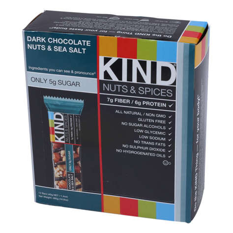 Picture of KIND Snacks Dark Chocolate & Sea Salt Mixed Nuts Bars, 12 Ct Package, 6/Case
