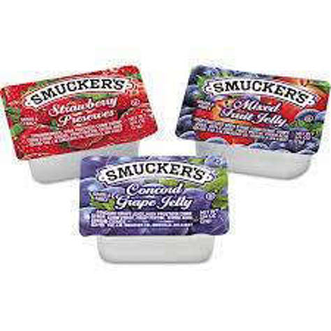 Picture of Smucker's Apple/Mixed Fruit/Grape Assortment Jelly  Cups  0.5 Oz Each  200/Case