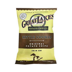 Picture of Great Lakes Potato Chip Co. Original Kettle Potato Chips, Single-Serve, 1.38 Oz Bag, 40/Case - copy