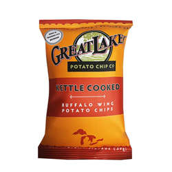 Picture of Great Lakes Potato Chip Co. Kettle Buffalo Wing Potato Chips, Skin-On, Single-Serve, 1.38 Oz Bag, 40/Case