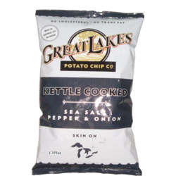 Picture of Great Lakes Potato Chip Co. Kettle Salt & Pepper Onion Potato Chips, Skin-On, Single-Serve, 1.38 Oz Bag, 40/Case