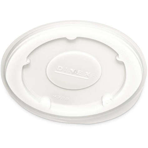 Picture of Dinex Plastic Flat Lids  Translucent  Polystyrene  for 9 Ounce Bowls  1000/Carton