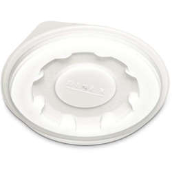 Picture of Dinex Plastic Flat Lids  Translucent  Polystyrene  for 8 Ounce Mugs & 5 Ounce Bowls  2000/Carton