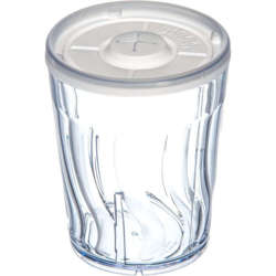 Picture of Dinex X-Slot Plastic Lids  White  Polystyrene  for 9 & 12 Ounce Round Tumblers  1000/Case