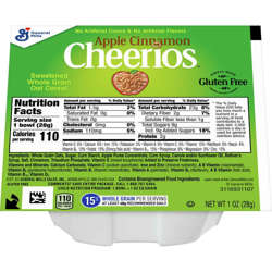 Picture of Apple Cinnamon Cheerios Cheerios Apple Cinnamon Cereal  Whole Grain  Bowl  1 Oz Each  96/Case
