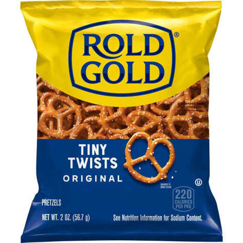 Picture of Rold Gold Reduced-Fat Baked Pretzels  Tiny  Twists  Large Single-Serve  2 Oz Bag  64/Case