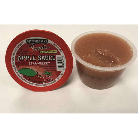 Picture of Packer Label Unsweetened Strawberry Applesauce, Plastic Cup, 4.5 Oz Package, 96/Case