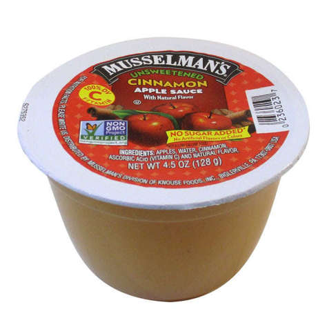 Picture of Musselman's  Unsweetened Cinnamon Applesauce, Plastic Cup, 4.5 Oz Each, 96/Case