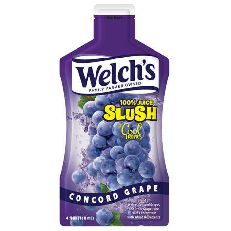 Picture of Welch's 100% Concord Grape Slushie, Shelf-Stable, Single-Serve, 4 Fl Oz Bag, 60/Case