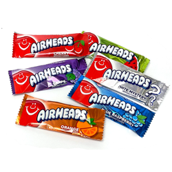 Picture of Airheads Bars Watermelon, Raspberry, Mystery, Cherry, Grape, & Orange Airhead Candy, 60 Ct Box